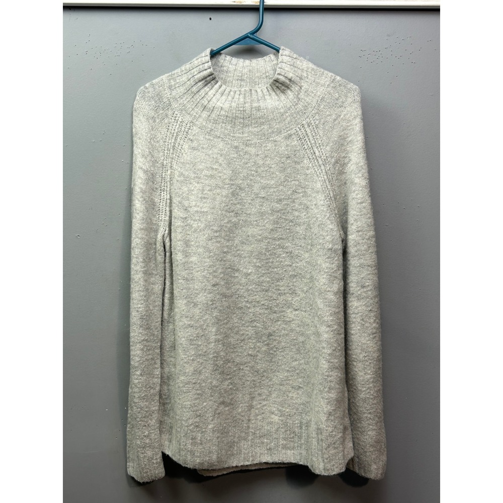 Jones New York Signature Women Gray Mock Neck Sweater Pullover‎ Knit Size L